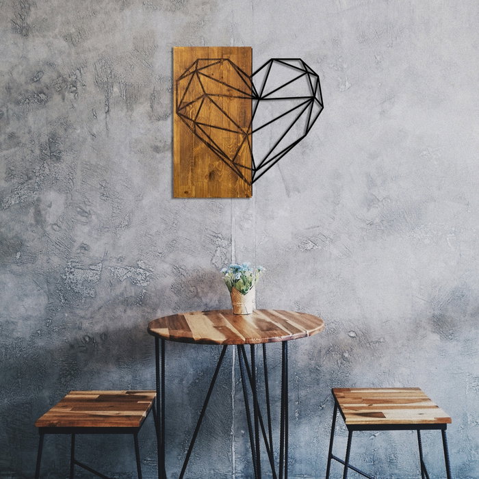 Wallity Heart Escultura de pared en Nogal y Negro